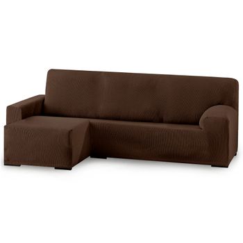 Funda De Sofá Elástica Adaptable. Modelo Rustica. Marrón Chaise Longue Corto Izquierda