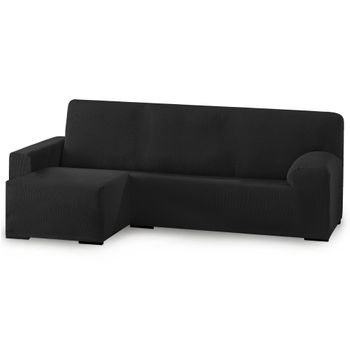 Funda De Sofá Elástica Adaptable Vipalia Montecarlo Chaise Longue Corto Izquierda Negro