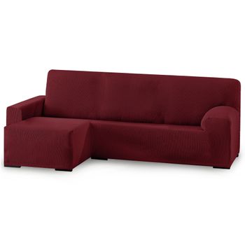 Funda De Sofá Elástica Adaptable. Modelo Rustica. Rojo Chaise Longue Corto Izquierda