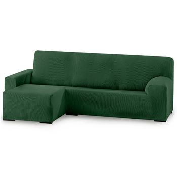 Funda De Sofá Elástica Adaptable. Modelo Rustica. Verde Chaise Longue Corto Izquierda