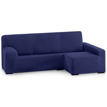 Funda De Sofá Elástica Adaptable. Modelo Rustica. Azul Chaise Longue Largo Derecha