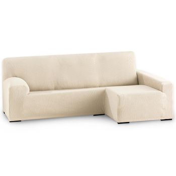 Funda De Sofá Elástica Adaptable. Modelo Rustica. Marfil Chaise Longue Largo Derecha