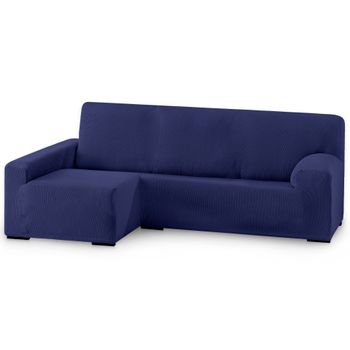 Funda De Sofá Elástica Adaptable. Modelo Rustica. Azul Chaise Longue Largo Izquierda