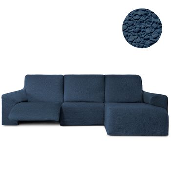 Funda Sofá Relax Bielastica Adaptable Chaise Longue Brazo Corto Derecha (250-360 Cm) Azul