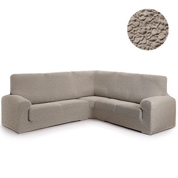 Funda De Sofá Con Lazos Beret, 4 Plazas 210 - 240 Cm. Gris Claro Estoralis  con Ofertas en Carrefour