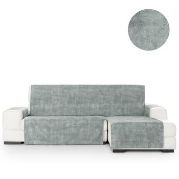 Cubre Sofá Protector Antimanchas Acabado Aterciopelado Turin Gris Chaise Longue Derecho Extra 290 Cm