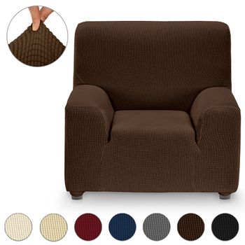 Funda Sillón / Sofá Adaptable Bielástica 1 Plaza Eiffel Textile Mónaco (70-110cm) Marron