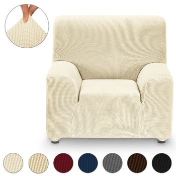 Funda Sillón / Sofá Adaptable Bielástica 1 Plaza Eiffel Textile Mónaco (70-110cm) Marfil