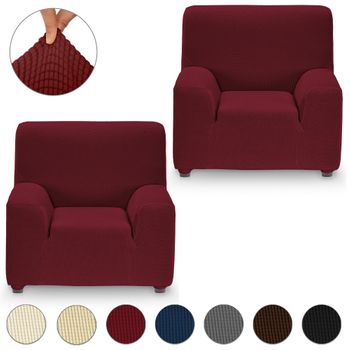 Funda Sillón / Sofá Adaptable Bielástica 1 Plaza Eiffel Textile Mónaco  (70-110cm) Rojo con Ofertas en Carrefour