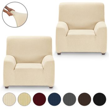 Funda De Sofa Elástica Adaptable Berta, 3 Plazas - 180 - 200 Cm. Teja  Estoralis con Ofertas en Carrefour