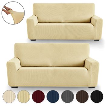 Funda De Sillon Orejero Elástica Adaptable Sara, 1 Plaza - 70 - 110 Cm.  Beige Estoralis con Ofertas en Carrefour