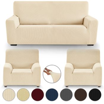 Funda De Sofa Elástica Adaptable Beta, 4 Plazas - 210 - 240 Cm. Tabaco  Estoralis con Ofertas en Carrefour