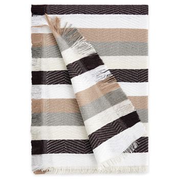 Plaid Colcha Multiusos Foulard Para Sofá O Cama Espiga Vipalia 180x260 Cm Tricolor Café Lino Beige