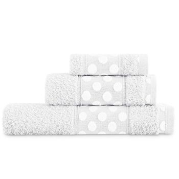 Toalla De Baño 450 Gr Set 3 Piezas: Tocador, Lavabo Y Sábana Lunares Vipalia Blanco