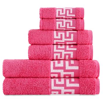 Toalla Lavabo 600 Gr Set 6 Piezas De Baño 2 De Tocador, 2 De Lavabo Y 2 Tamaño Sábana Cesar Vipalia Fucsia