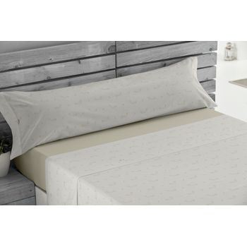 Vipalia - Juego De Sábanas 3 Piezas Estampadas. Modelo Perro. Cama 105 Cm. Beige