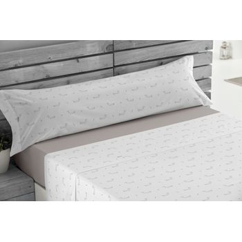 Juego de Sábanas Lisas con Biés 4 piezas. Cama 160 cm. Gris Oscuro LISO  GRIS OSCURO