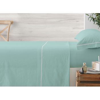 Vipalia - Juego De Sábanas 3 Piezas Lisas. 50% Algodón 50% Poliéster. Cama 105 Cm. Aqua