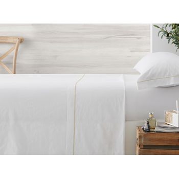 Vipalia - Juego De Sábanas 3 Piezas Lisas. 50% Algodón 50% Poliéster. Cama 105 Cm. Blanco