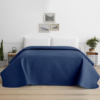 Colcha Bouti Para Cama Verano. Colcha Cubre Cama Acolchada Reversible  Rombos. Cama 180 - 270 X 260 Cm. Color Azul Marino. con Ofertas en Carrefour