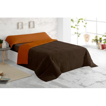 Edredón Relleno Reversible Bicolor Otoño Invierno 250gr Vipalia Cama 90 Cm Chocolate/naranja