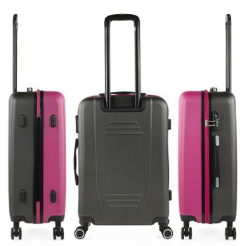 Juego Maletas De Viaje Rígidas 4 Ruedas Trolley 55/65 Cm Abs Ligeras 71116 Fucsia/antracit