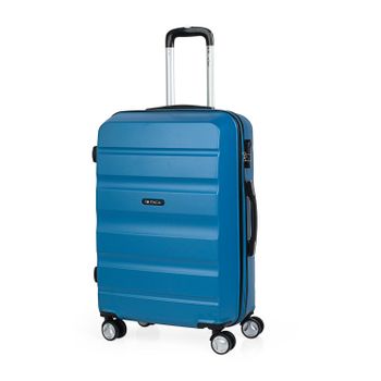 Maleta De Viaje Mediana Abs Texturizado Trolley 60cm 4 Ruedas Dobles T71660 Azul