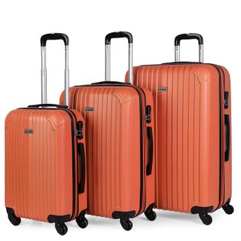 Maletas De Viaje Rígidas Abs Cabina Mediana Grande Expandibles T71500 Mandarina