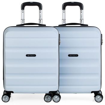 Pack 2 Maletas De Viaje Rígidas Cabina 4 Ruedas 55x40x20 Cm Trolley Abs T71650p Blanco/bla