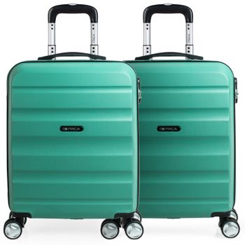 Pack 2 Maletas De Viaje Rígidas Cabina 4 Ruedas 55x40x20 Cm Trolley Abs T71650p Aguamarina