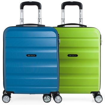 Pack 2 Maletas De Viaje Rígidas Cabina 4 Ruedas 55x40x20 Cm Trolley Abs T71650p Azul/pista