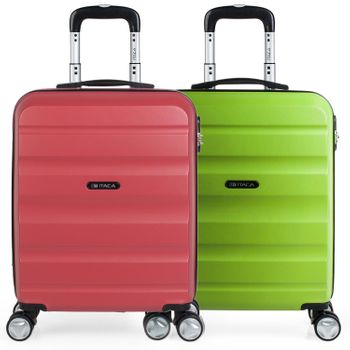 Pack 2 Maletas De Viaje Rígidas Cabina 4 Ruedas 55x40x20 Cm Trolley Abs T71650p Coral/pist