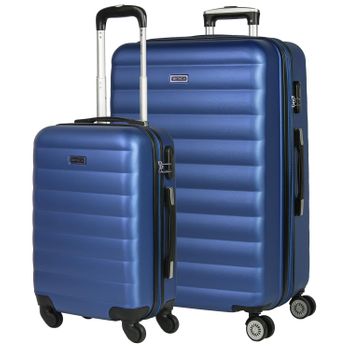 Set 2 Maletas De Viaje Rígidas 4 Ruedas Trolley Abs, Grande Extensible 71217 Azul