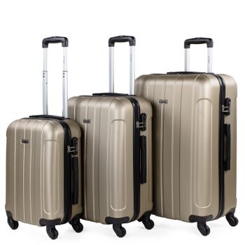juego de maletas, 4 piezas: 3 maletas y un neceser, plástico ABS robusto  con interior divisible, cerradura de combinación numérica comprar online  barato