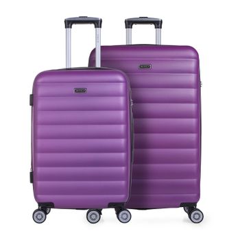 Juego De Maletas De Viaje Rígidas 4 Ruedas Dobles Trolley Abs Extensibles 71216 Morado