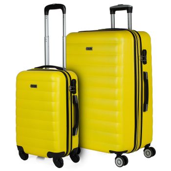 Set 2 Maletas De Viaje Rígidas 4 Ruedas Trolley Abs, Grande Extensible 71217 Amarillo