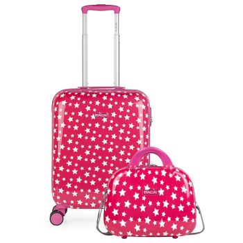 Juego Maleta Cabina Y Neceser 2 Pzs, Maleta Pequeña 20(55x40x20 Cm) 702450b Fucsia