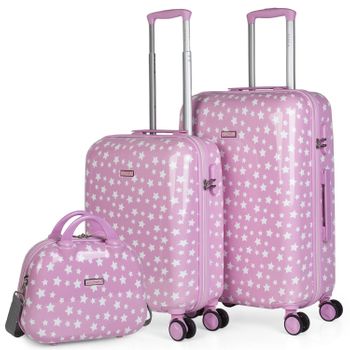 ITACA Maleta De Viaje Rígida 4 Ruedas Mediana T71560 Rosa