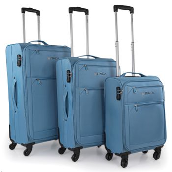 Juego De 3 Maletas De Viaje Trolley Blandas De Poliéster Eva, Extensibles  701000 Azul Vaqu con Ofertas en Carrefour