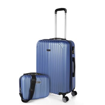 Pack 2 Maletas De Viaje Rígidas Cabina 4 Ruedas 55x40x20 Cm Trolley Abs  T71650p Azul/pista con Ofertas en Carrefour