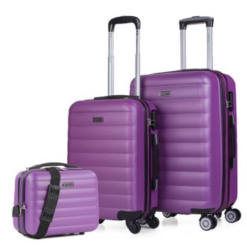 Juego De Maletas De Viaje Ligeras 2 Pzs. Set Trolley Abs 4 Ruedas (cabina + Mediana + Nece