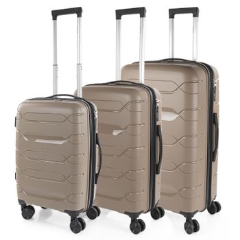 Juego De 3 Maletas De Viaje Rígidas Superresistente Cerradura Tsa 760200 Taupe