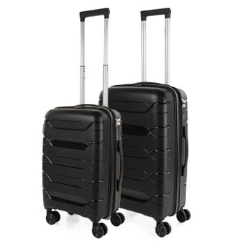 Juego De 2 Maletas De Viaje Rígidas Superresistente Cerradura Tsa 760215 Negro