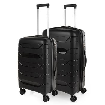 Juego De 2 Maletas De Viaje Rígidas Superresistente Cerradura Tsa 760216 Negro