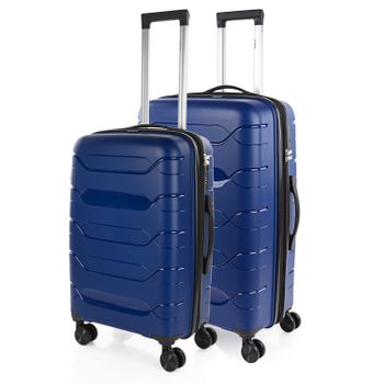 Juego De 2 Maletas De Viaje Rígidas Superresistente Cerradura Tsa 760216 Azul