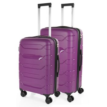 Juego De 2 Maletas De Viaje Rígidas Superresistente Cerradura Tsa 760216 Purpura