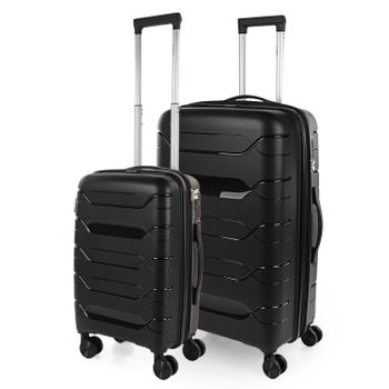 Juego De 2 Maletas De Viaje Rígidas Superresistente Cerradura Tsa 760217 Negro