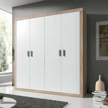 Armario 4 Puertas Batientes Lara 208 X 196 X 50,5 Cm Cambrian Blanco