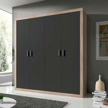 Armario 4 Puertas Batientes Lara 208 X 196 X 50,5 Cm Cambrian Grafito