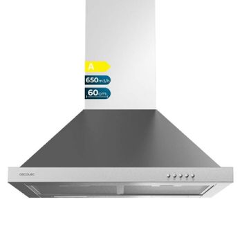 Campana Extractora 60 Cm Piramidal Bolero Flux Pm 606500 Inox A. Motor 165w, Acabado Inox, Succión 650m3/h, Control Mecánico, 3 Niveles De Potencia, Luz Y Filtro De Carbono